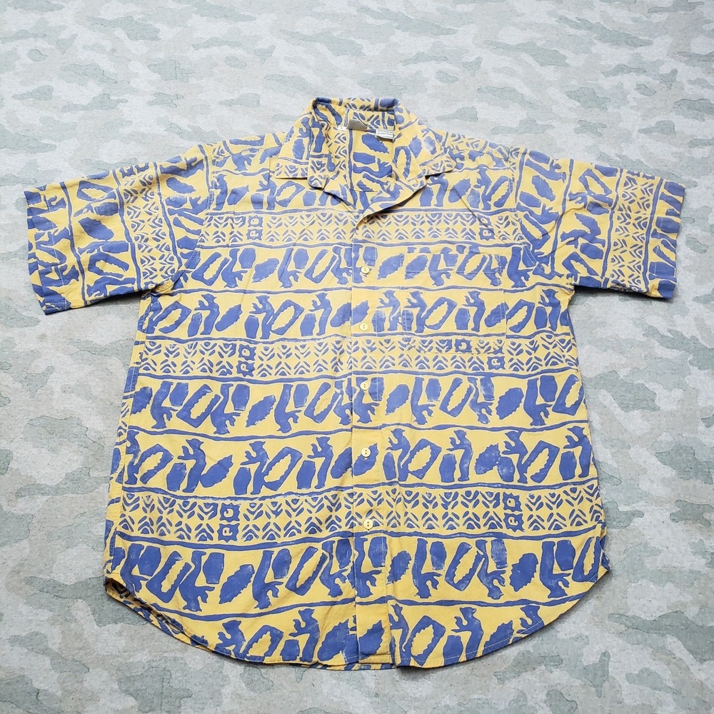 Back East Shirt Mens Large Blue Short Sleeve Button-Up Hawaiian Beach Outdoors
